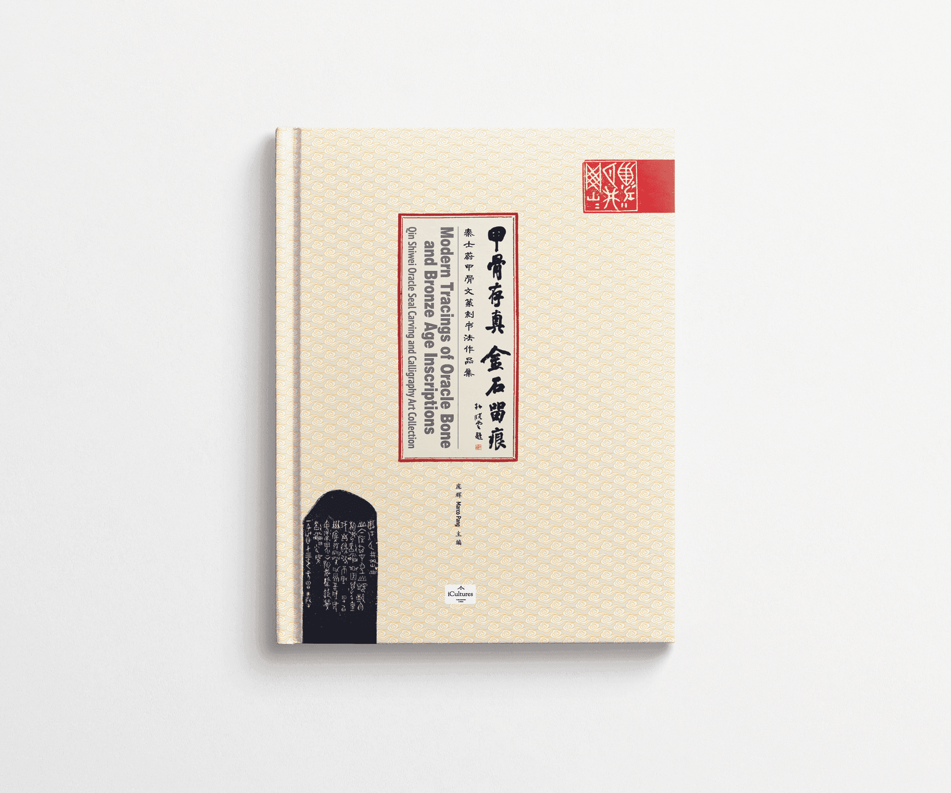 "Cover of the book '甲骨存真 金石留痕' featuring an image of ancient oracle bone script. The title translates to 'Authenticity of Oracle Bones, Traces of Inscriptions on Metal and Stone'."